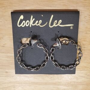 Cookie Lee Metallic Chain Hoop Earrings